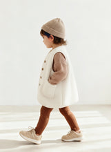 Load image into Gallery viewer, Oversized Sheepskin-Look Baby Gilet – Off-White &amp; Light Blue
