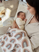 Load image into Gallery viewer, Organic Muslin Baby Blanket – All-Over Rainbow Print, 4-Layer Softness (85x120 cm)
