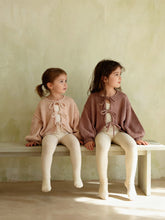 Load image into Gallery viewer, Cotton Knit Baby Cardigan with Front Ties – Pink &amp; Purple
