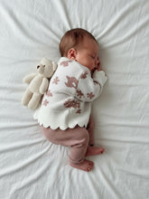 Load image into Gallery viewer, Cotton Knit Baby Jumper with Floral Pattern – Off-White &amp; Pink
