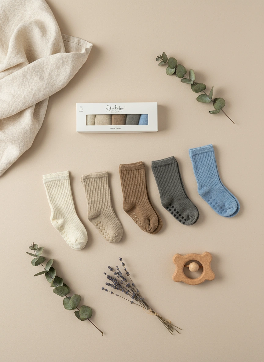 Blue Set – Bamboo Baby Socks Gift Box (5 Pairs, 0–18 Months)