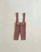 Load image into Gallery viewer, Dusty Pink Knit Braces Trousers for babies and toddlers made from 100% cotton with adjustable button braces and a soft textured knit finish.
